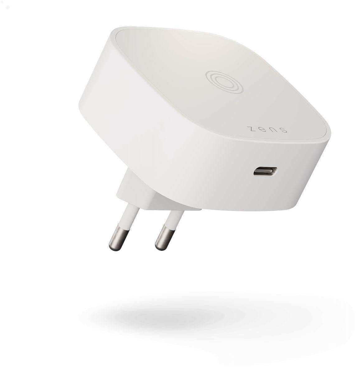 Zens Essential Series Magnetic Wireless Charging Adapter für die Steckdose 18W USB-C + 1x 15W Qi weiß
