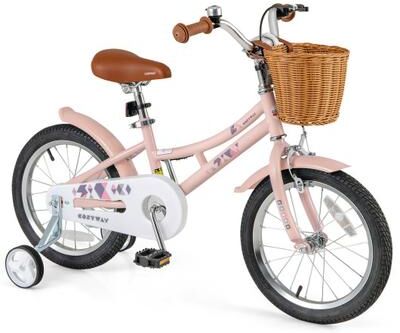 Costway 16 Inch Kids Bike Retro Bicycle with Adjustable Height and Basket for Ages 4-7 Years Old-16 inches