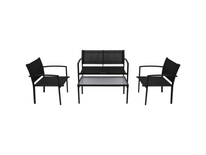 Salon de jardin Mobilier de jardin 4 pcs Textilène Noir-MEE - Noir - Salon bas