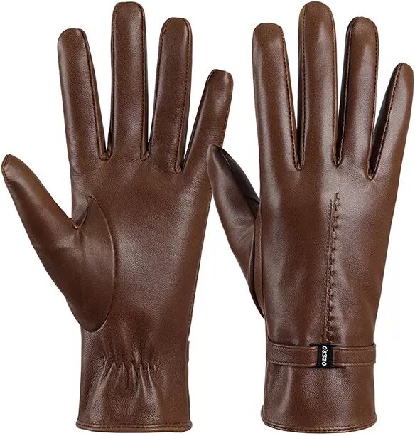 INF Gants chauds en cuir de chèvre L café
