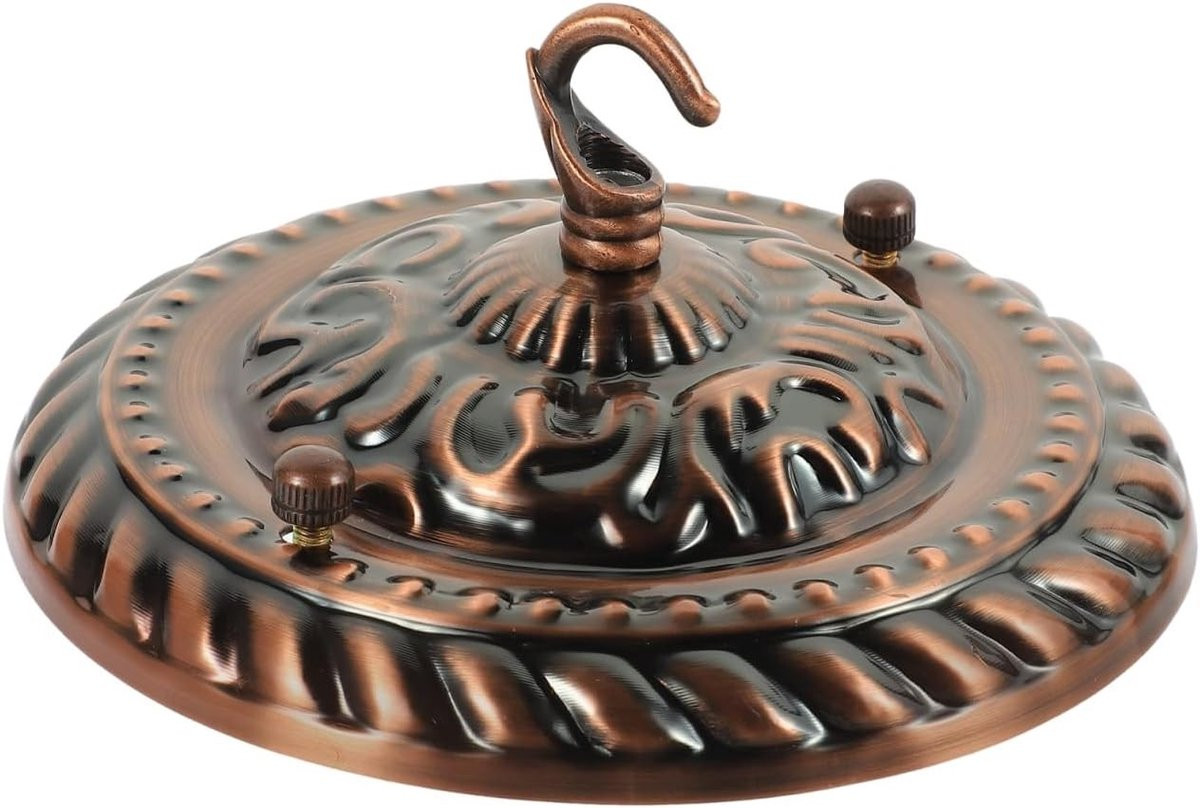 Set van metalen haken, plafondplaten en rozetten voor vintage hanglampen en kroonluchters