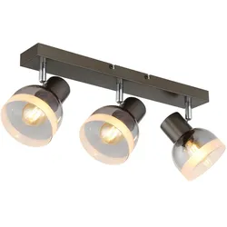 Deckenstrahler Wandlampe Wohnzimmerlampe Schwenkbar Schwarz Glas Rauchoptik B 41 cm