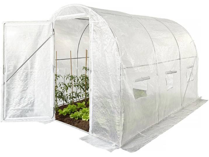 Serre tunelle de jardin avec porte 4 x 3 m Mimosa - 12 m² - 180g - Blanc