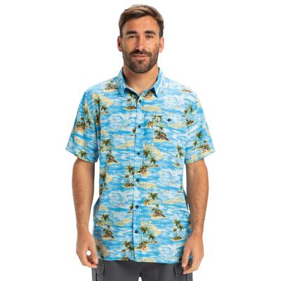Kurzarmhemd QUIKSILVER "Safe Paradise", Herren, Gr. S, blau (blau naturama 32x32), Obermaterial: 100% Viskose., Hemden