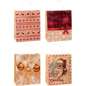 TSI Geschenktüte 88311, Weihnachten Serie 4 Öko, Geschenktasche, 26 x 32cm, sortiert, 12 Stück