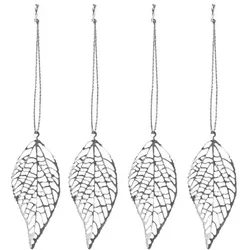 Metall-Anhänger "Blatt", silber, 6 cm, 8 Stück