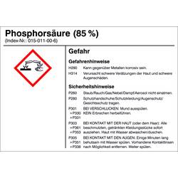 SafetyMarking 21.B1200.16 Gefahrstoffetikett G016 Phosphorsäure (85%) Folie selbstklebend (B x H) 105 mm x 74 mm 1 St.