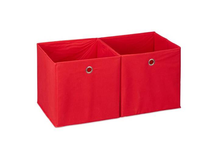 Relaxdays 12 x Aufbewahrungsbox Stoff rot