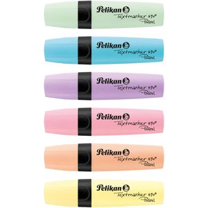 Pelikan Textmarker 490 Pastel, 6 Stück, Strichbreite 1 - 5mm, pastell, farbig sortiert