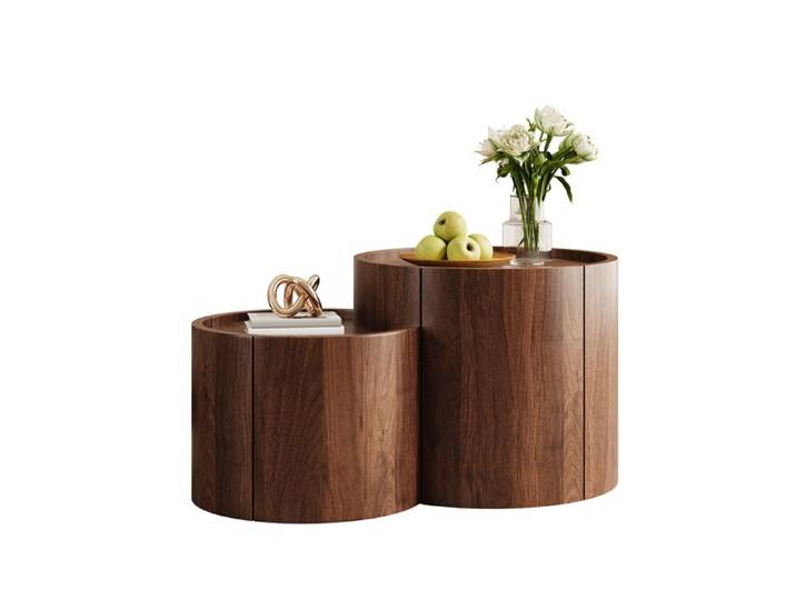 Table basse ronde avec tiroirs portes arrondies PB moderne design élégant TABLE BASSE