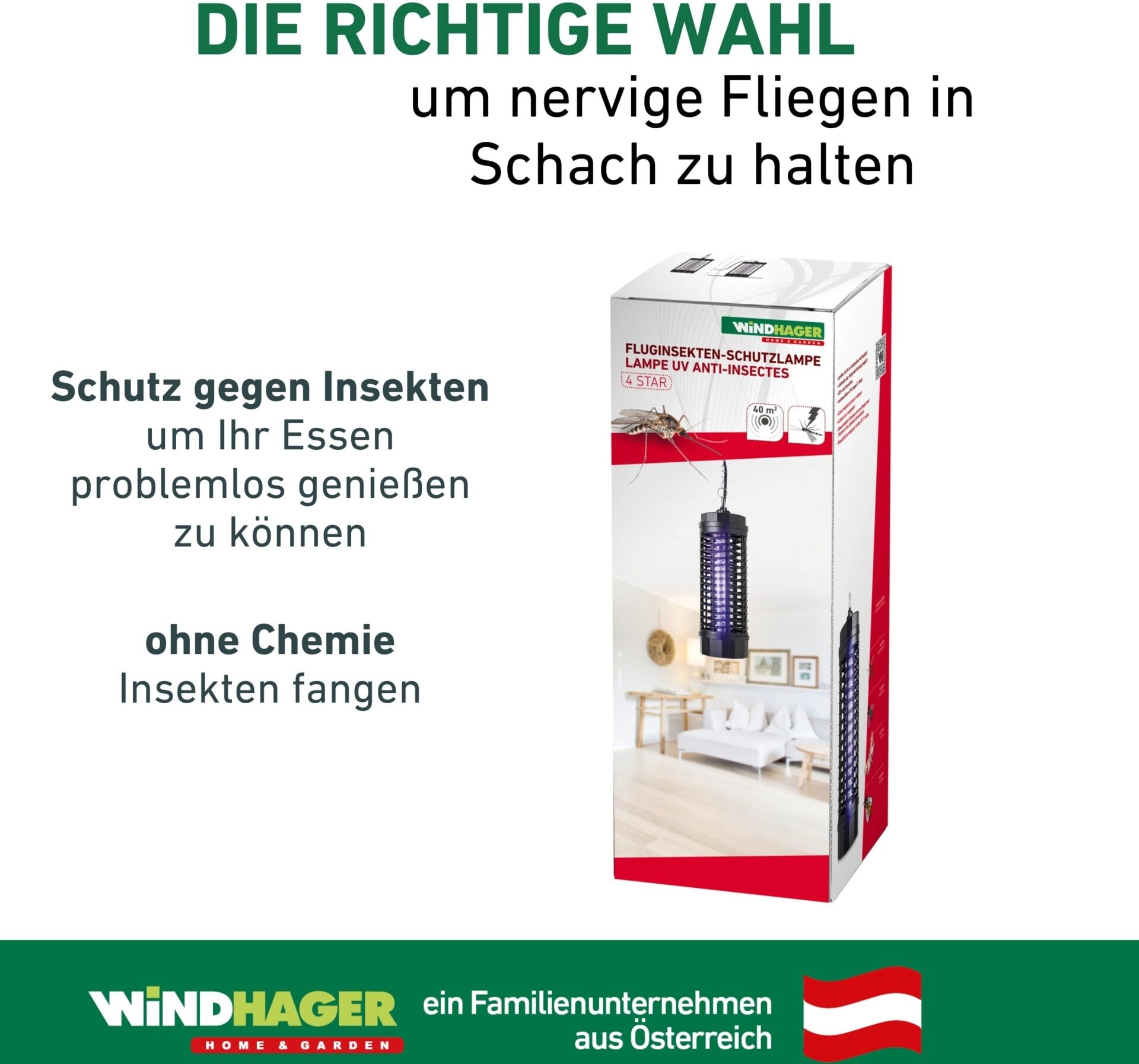 Insektenfalle WINDHAGER "für Fluginsekten, Schutzlampe für den Fang von Insekten", schwarz, Kunststoff, Tierfallen, vollisoliertes Kunststoffgehäuse, UV-Lampe mit 11 Watt