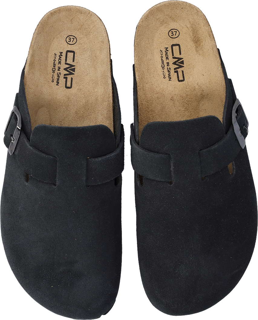 Hausschuh CMP "NAVARRO WMN SLIPPERS", Damen, Gr. 38, schwarz (nero), Leder, Schuhe Hausschuh nero 38