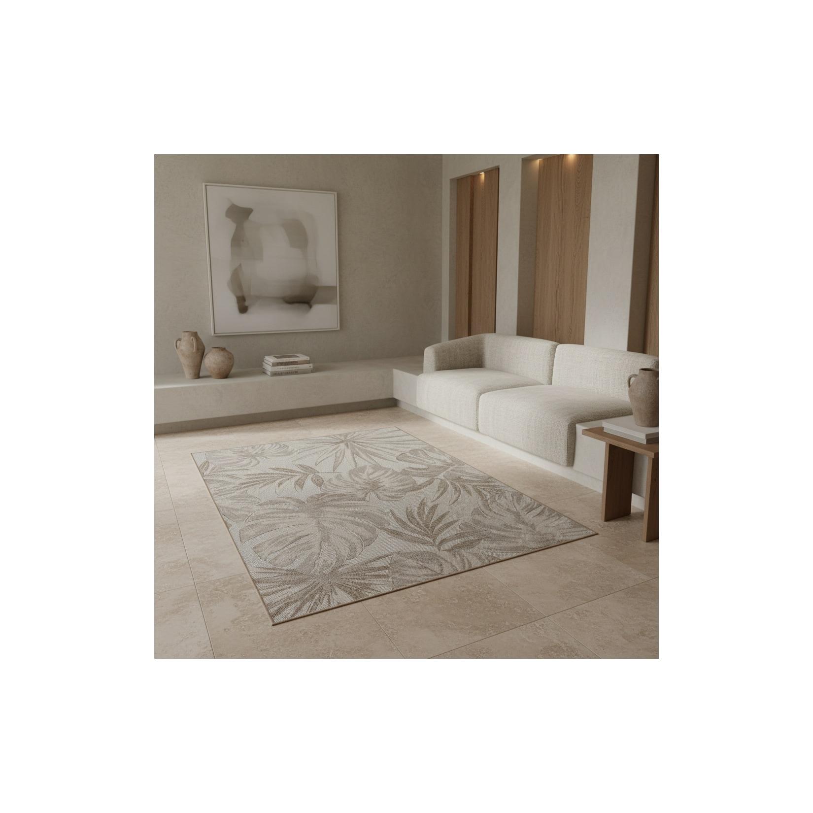 Outdoorteppich VENTOUX, mit Tropen-Motiv, Beige, 240 x 340 cm