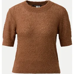 Kurzarm-Pullover in Bouclé-Optik Braun XXL