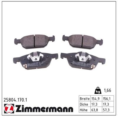 ZIMMERMANN Bremsbelagsatz, Scheibenbremse 258041701 Vorderachse für HONDA