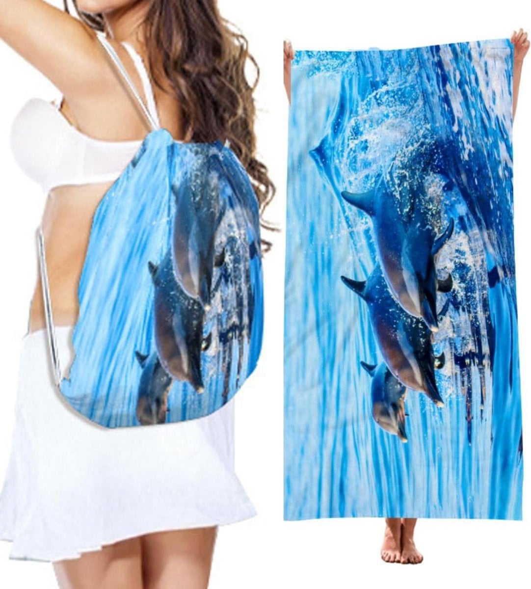 Strandlaken Tas Oceaan - Microvezel Handdoek voor Volwassenen - 70 x 140 cm