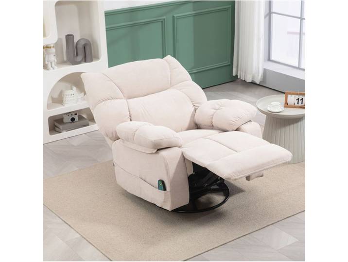Fauteuil relaxant massant 1 place beige inclinable 145° pivotant avec chauffage lombaire
