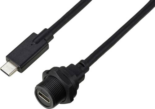 USB-C 3.1 Stecker auf Buchse IP67 (Gewinde) Kabel 0,5m TC-E10T-FT3.1-PWF/MT3.1-NWA-0.5PV-S Wasserdichtes Kunststoffkabel