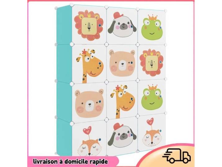 Armoire de rangement - COCOSITY - 12 cubes - Vert - Enfant - Montage facile