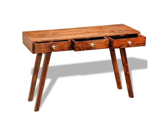 Table console avec 3 tiroirs 76 cm - - bois massif - marron - 3 tiroirs 157nfm71z