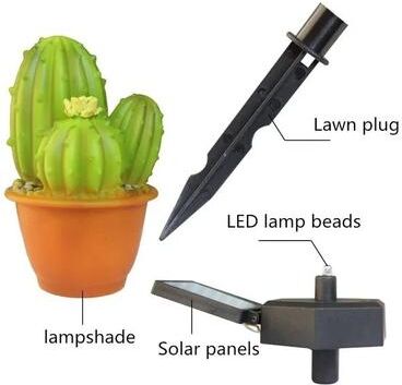 Uplifted Finds Solar Pineapple & Cactus Garden Lights   Waterproof Outdoor LED Simulation Landscape Stake Lamp cactus