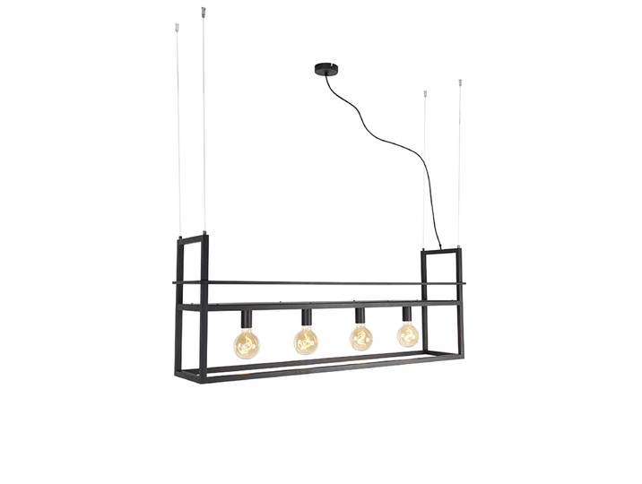 Suspension intelligente noire avec étagère grande 4 lumières avec