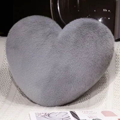 Lush Living Finds Heart shaped Cushion In Nordic Style, Soft Throw Pillow, Solid Color, Pink, White, Black, Ideal For Sofa Or Bedside grey