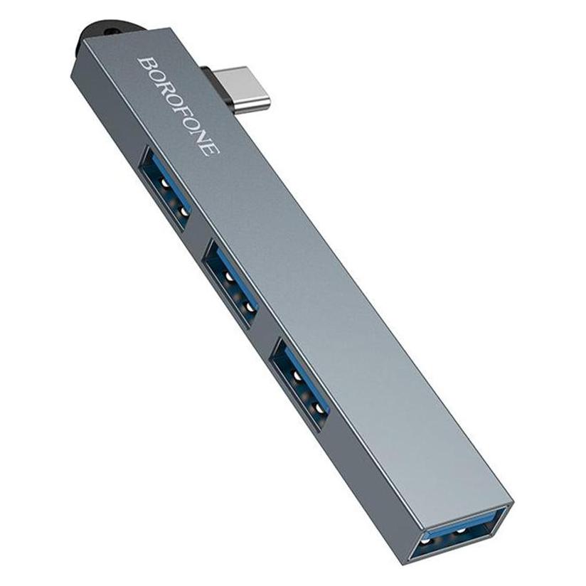 Borofone USB-C Hub FH1A, 4in1, Grey (USB-C, 4 Ports) (71866850)