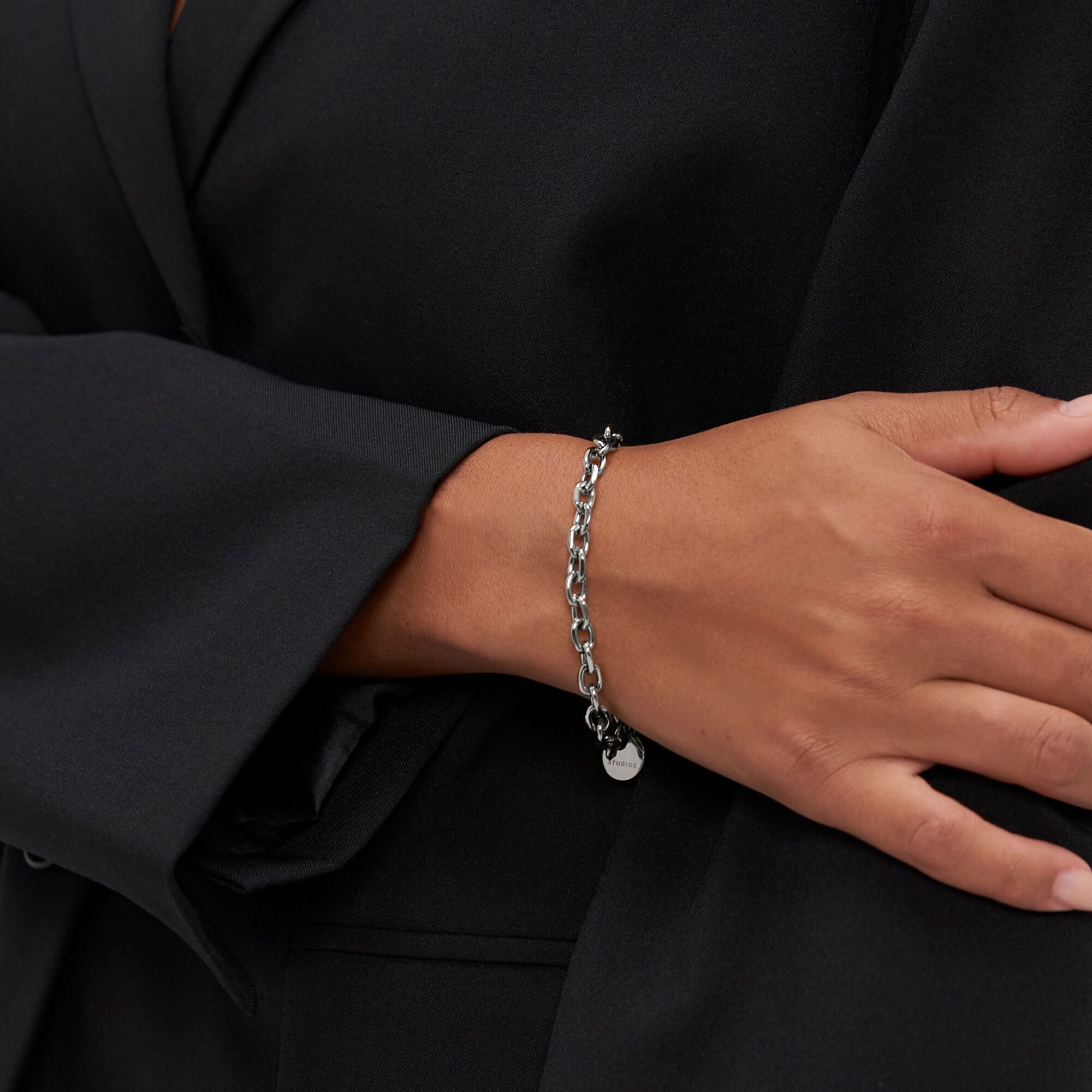 Edelstahlarmband COPENHAGEN STUDIOS "Schmuck Geschenk Edelstahl Armkette Basic Chunky", silber (edelstahlfarben), Armbänder, Damen, 21cm, Edelstahl, Edelstahlarmband