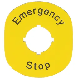 ABB MA6-1101 Schild Emergency Stop, Kunststoff, gelb für vertikal montierte Kunststoffgehäuse 1SFA611930R1101