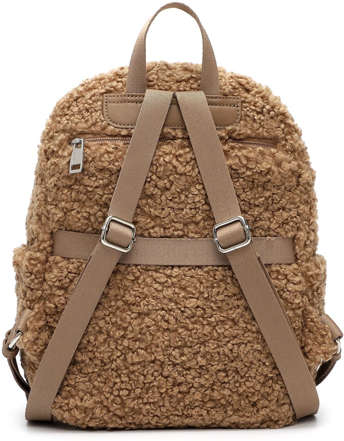 Rucksack EMILY & NOAH "Rucksack E&N Lucina", Damen, Gr. B/H/T: 31cm x 33cm x 12cm, beige (sand 420), Polyester, Rucksäcke Rucksack