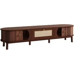 TV-SCHRANK Walnussoptik Rattan mit Schublade & Türen