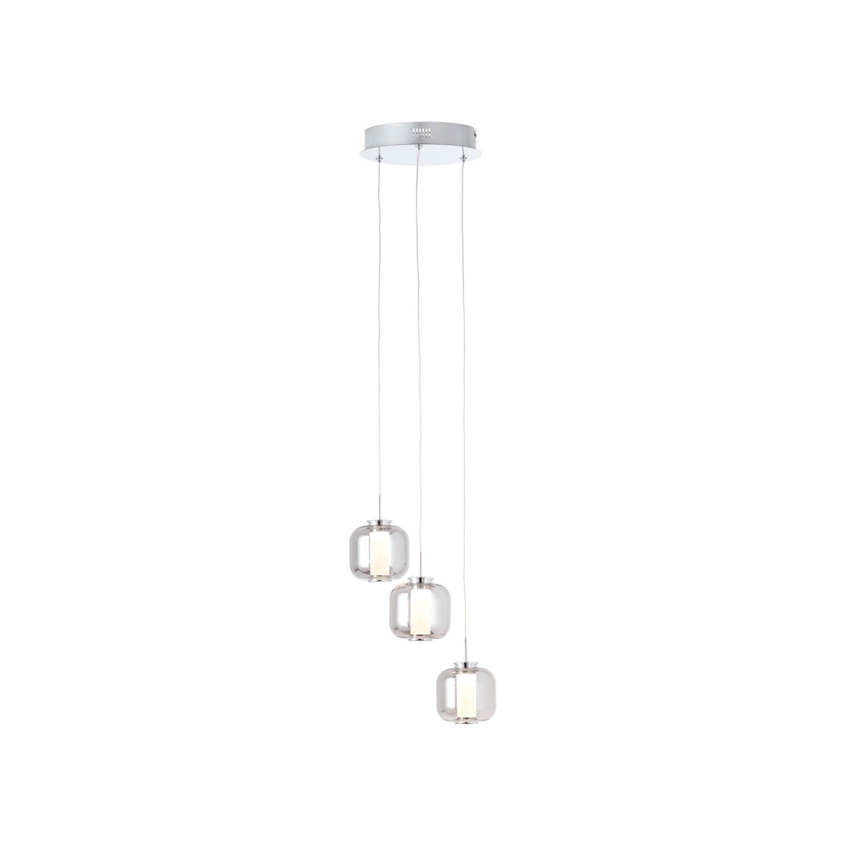 BRILLIANT Rafa LED Pendelleuchte 3flg Rondell chrom/rauchglas Innenleuchten,Pendelleuchten,-Rondell 3x 5.67W LED integriert, (Lichtstrom: 528lm, Lichtfarbe: 3000K) In der Höhe einstellbar / Kabel