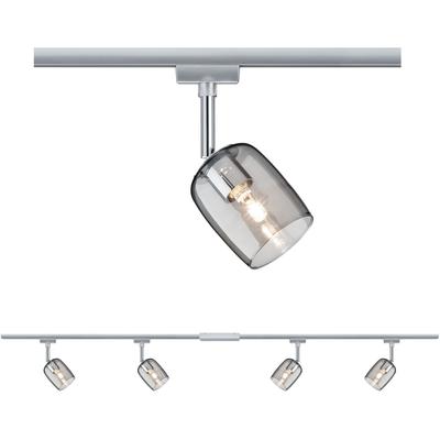 PAULMANN Schienensystem-Leuchten "URail Set G10 Blossom Rauch Chrom matt max. 4x10W Schienensystem", silber (chromfarben, chromfarben), Ø 7,7cm H: 21cm, 1 Stk., Leuchten, G9