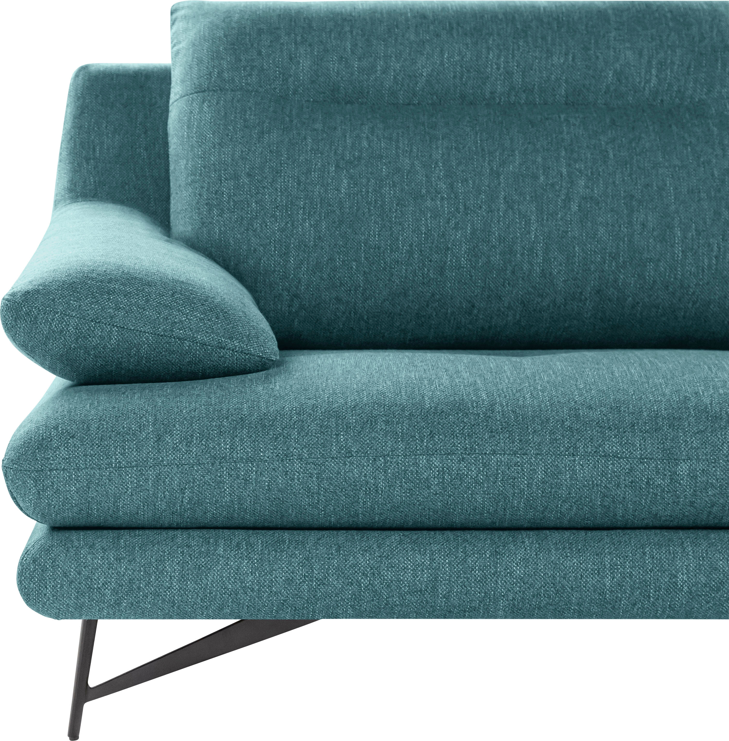 2-Sitzer CALIA ITALIA "Cezanne, italienisches Designsofa mit erstklassigem Sitzkomfort", blau (27 azzurro), B:180cm H:90cm T:96cm, Sofas, 2-Sitzer, wahlweise mit Sitztiefenverstellung 27 azzurro B/H/T: 180cm x 90cm x 96cm, Struktur (100% Polyester), ohne 