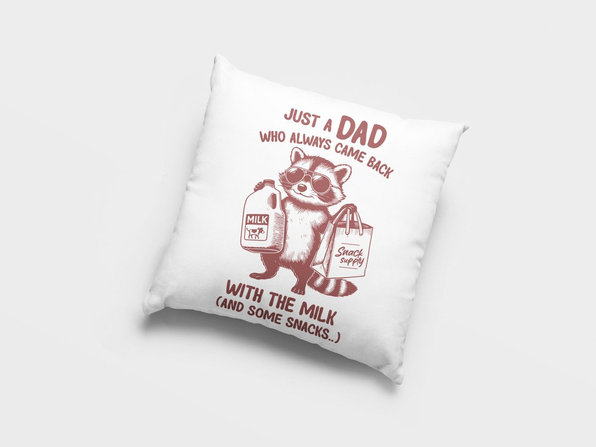 Grappig Wasbeer Papa Sierkussen - Melk en Snacks - Vaderdag Cadeau