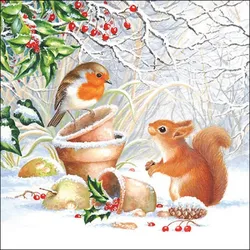Ambiente 20 Servietten Papier 33x33cm 3-lag. - hochwertige Einweg Papierservietten mit Winterfreunde Motiv Partyservietten Motivservietten Tischdeko