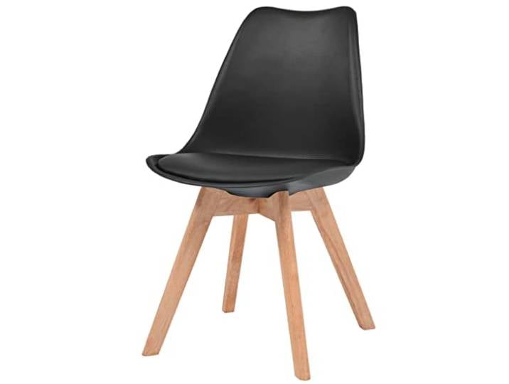 SKTQYQO 6 moderne Esszimmerstühle aus schwarzem Kunststoff mit Gestell aus Massivholz und Kissen aus Kunstleder, ergonomisches Design für Esszimmer und Küche, Wohnkultur