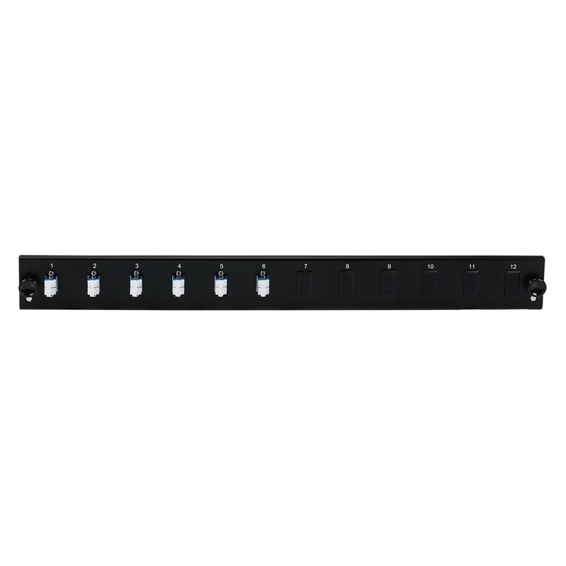 EFB Elektronik Bestückte Frontblende mit 6 x LC Duplex Kupplung OS2 horizontal (SB-FP-S-6SC-S-OS2)