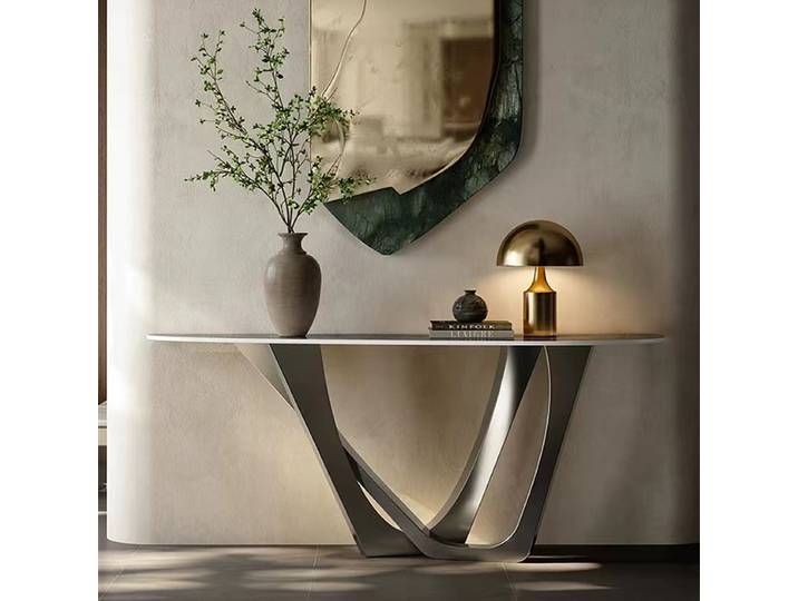 Table d'entrée moderne, Design de rangement, Console de luxe, décoration de couloir, Console d'entrée en bois, armoire de salon
