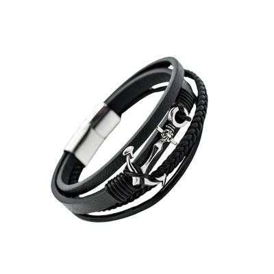 Armband "Seemann", Herren, Gr. Leder, schwarz, COLLEZIONE ALESSANDRO, Armbänder Armband