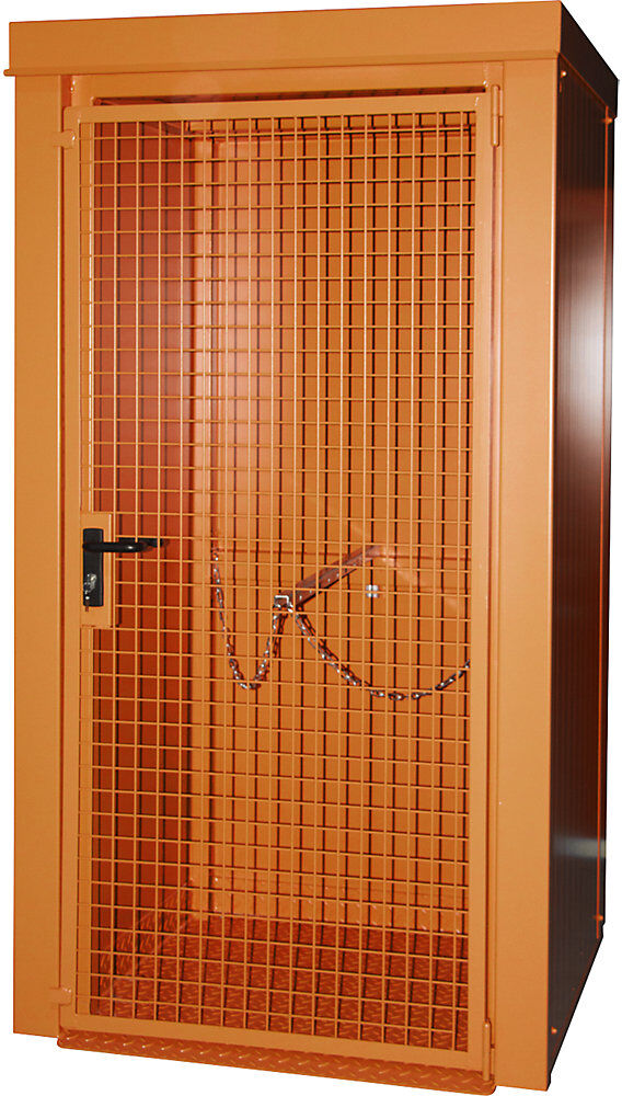 Gasflaschencontainer, feuerbeständig, für 9 Flaschen mit Ø 230 mm, orange eurokraft pro