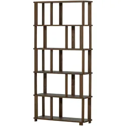Bücherregal Eiche Massivholz, modernes offenes Design, Natur, 186x90 cm, 10 Ablageflächen