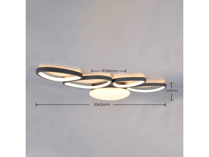 Trio Lighting Deckenlampe Amelio, dimmbar, weiß / opal, für Wohn- / Esszimmer, Kunststoff, Modern, Deckenlampe