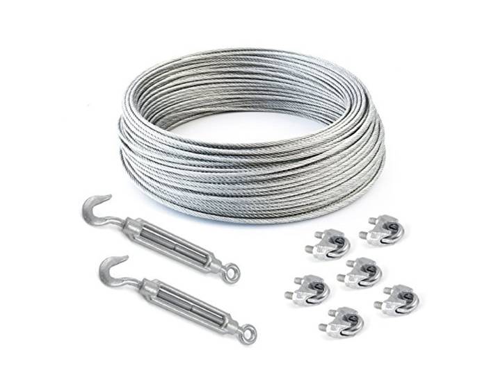 40m DRAHTSEIL SET 10mm 6x37+FC + 6 x SEILKLEMMEN 10mm DIN 741 + 2 x SPANNSCHLOSS M10 HAKEN - ÖSE verzinkt Stahlseil Forstseil Windenseil Seil Draht Stahl Drahtseilklemmen Drahtseil