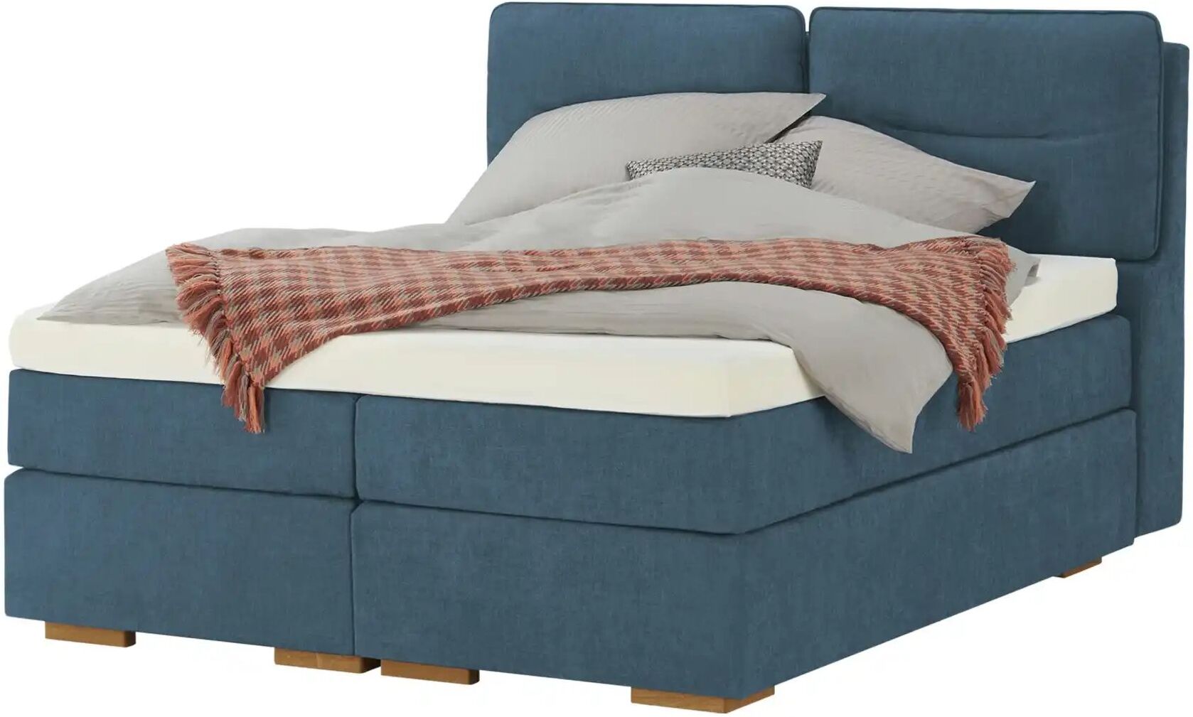 Wohnwert Boxspringbett mit Bettkasten Dormian Besta ¦ blau ¦ Maße (cm): B: 200