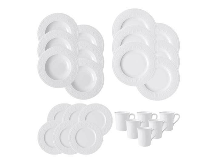 Geschirr-Set VILLEROY & BOCH Geschirr-Set Cellini 24er Set weiß , weiß, 24, Porzellan, Geschirr-Sets, Geschirr-Set, Spülmaschinengeeignet, Mikrowellenfest