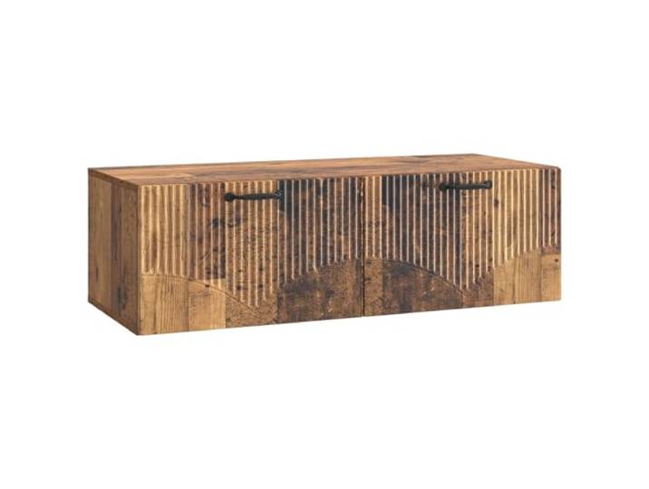 KGHERMDF Wandmontierter TV-Schrank Holzwerkstoff 98x41x30 cm 90 Grad Pendeltueren, Schwarze Stangengriffe, Viel Stauraum, Pflegeleichte Oberflaeche