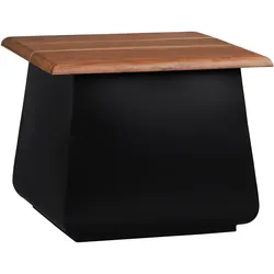 BEISTELLTISCH 50x40x50 cm Schwarz-Natur aus Akazienholz und Metall