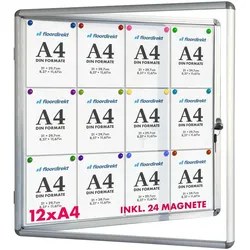 Master of Boards, Informationsschild, Schaukasten PremiumMaster of Boards, AcrylglasTür, Für 12 x A4